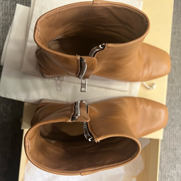 Honey beige block heel zip ankle boots. Heel about 2-3”. Squared toe. - Picture 4 of 7